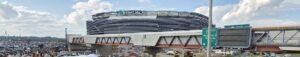 MetLife Stadium and football crowd before the Steelers-Jets game