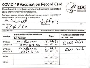 COVID-19 vaccination card from Jeffrey's personal photo archive